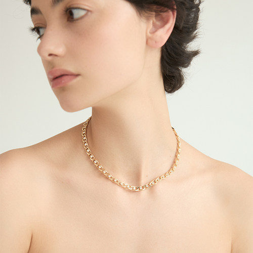 镶钻短款粗项链女小众复古