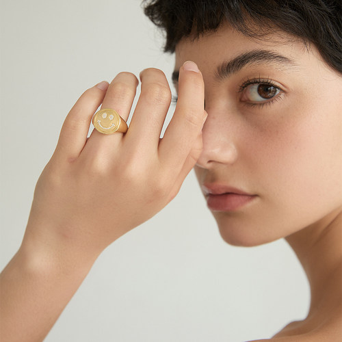 AuRevoirLesFilles笑脸印章戒指