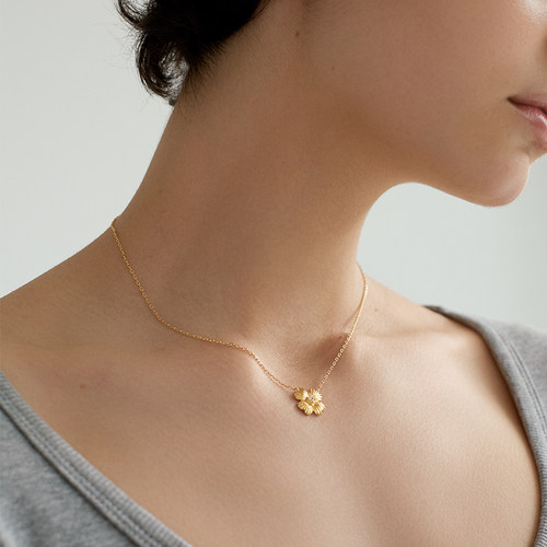 拉丝幸运四叶草项链女轻奢简约