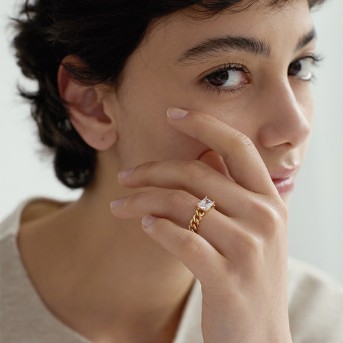 AuRevoirLesFilles链条锆石戒指