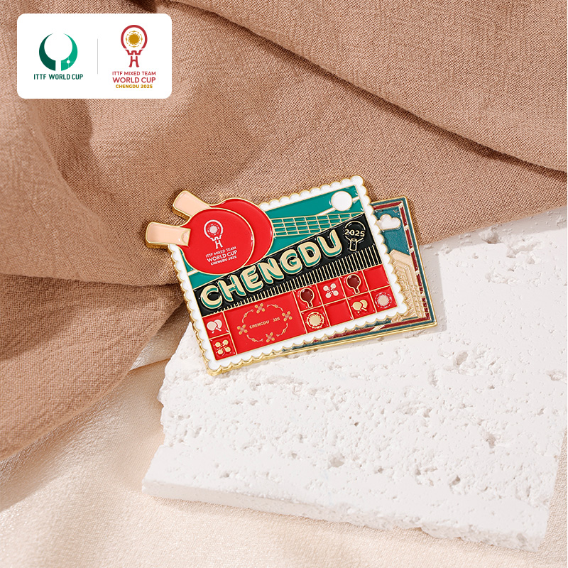 2025年成都混合团体世界杯乒乓赛事纪念球拍邮票冰箱贴装饰摆件