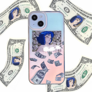 废物点心动漫rich girl招财镭射炫彩磨砂手机壳适用于iPhone17