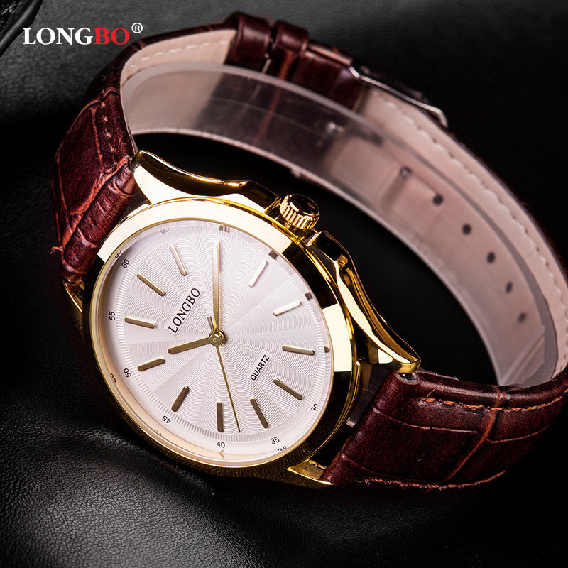 longbo龙波时尚简约石英腕表情侣表石英皮带表直播外贸精品名表