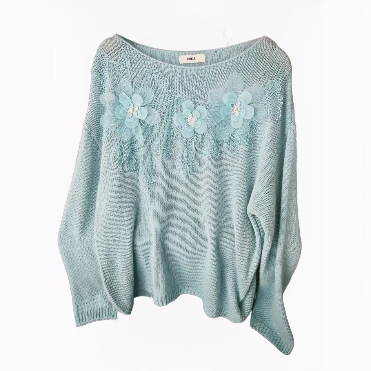 【辉衣阁】法式温柔风蓝色花朵羊毛衫女宽松显瘦套头毛衣单穿内搭,女装/女士精品,羊绒衫,淘宝优惠券,粉丝福利购,淘宝优惠卷