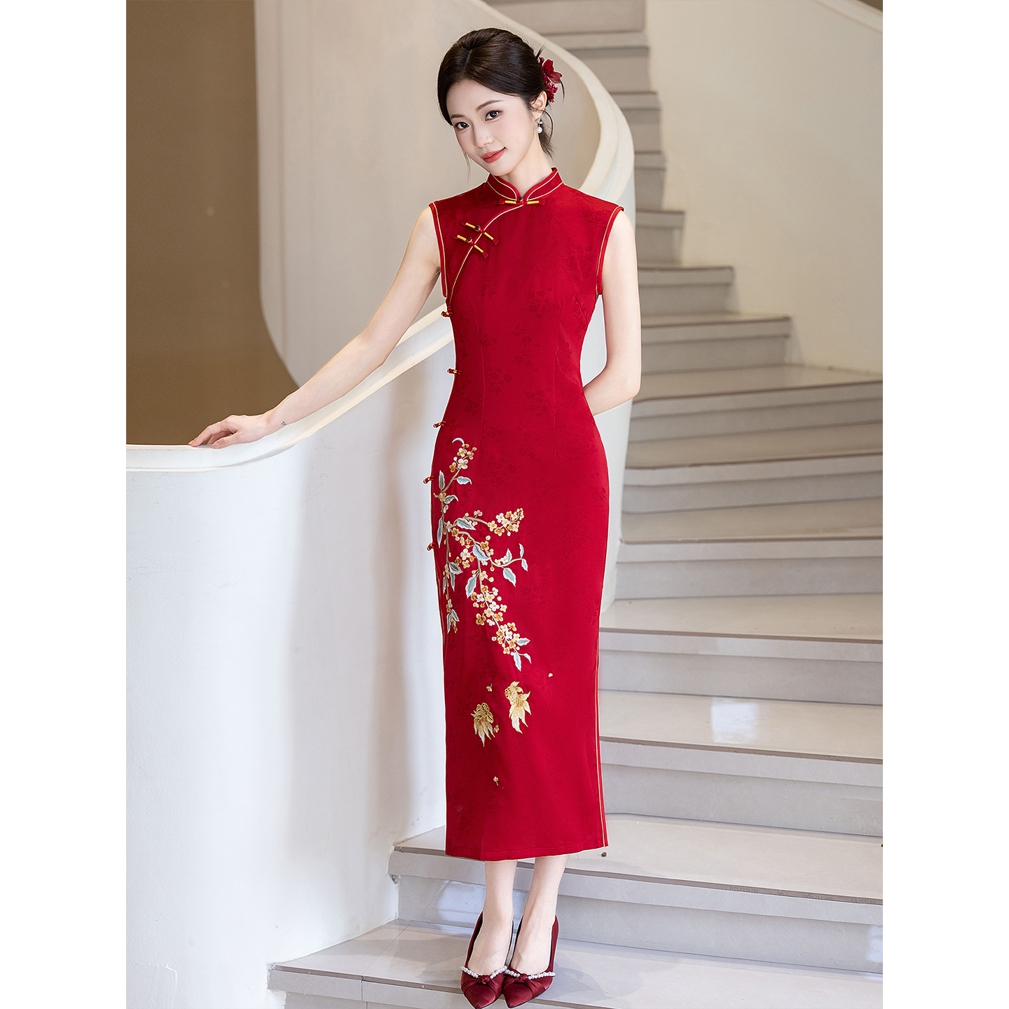 无袖旗袍晨袍敬酒服披肩小外套