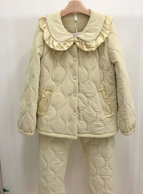 卡路曼 冬季女士可爱双面绒加厚加绒保暖时尚家居服睡衣套装56009