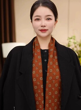 2025秋冬新款复古双层围巾女百搭气质护颈保暖长巾多功能领巾围脖