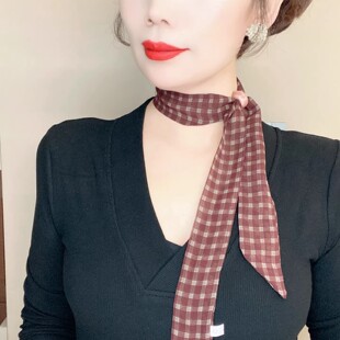 2026春季新款元气珠子丝巾女薄款长方形领巾旅游拍照项链系脖围巾