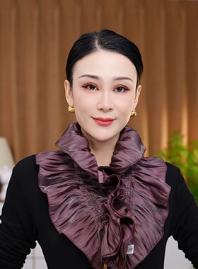 秋冬新款蝴蝶结系带丝巾百搭保暖装饰护颈围巾旅游拍照假领子外搭