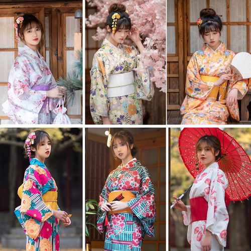 【多款】日式改良和风樱花浴衣少女日系改良和服约拍写真简易穿着