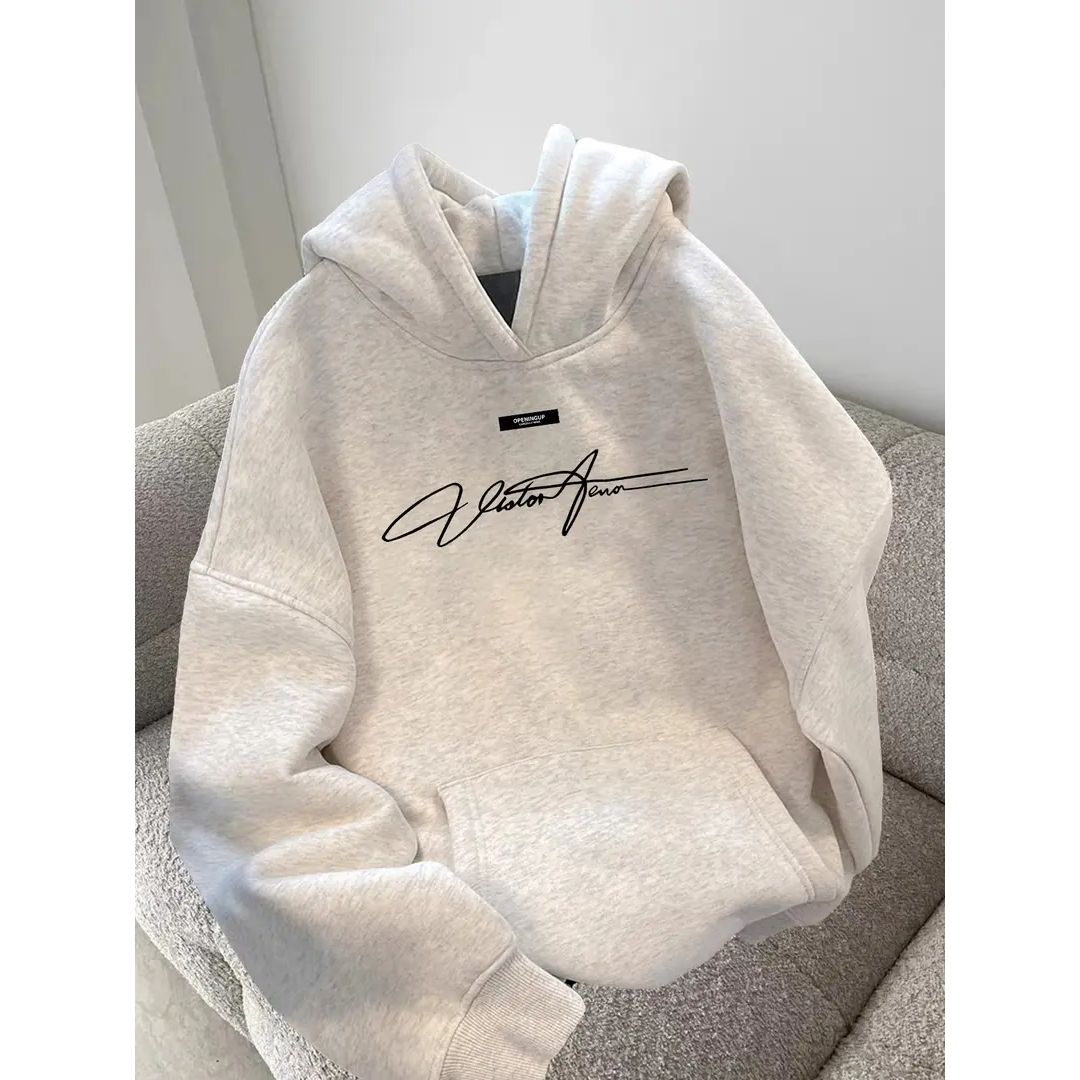 大码女装美式慵懒连帽卫衣新款