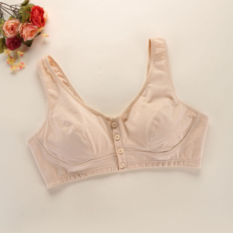 前扣宽松全棉中老年无海绵棉内衣