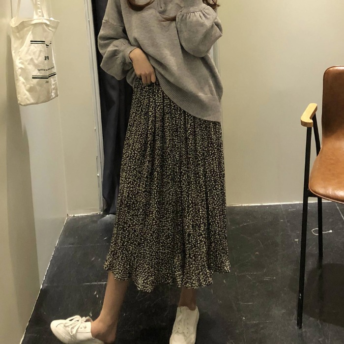 高腰碎花宽松显瘦百搭A字半身裙秋冬季女装2019新款中长款百褶裙|ruв категории Женская одежда, юбка - от Buy2taobao.com для оказания профессиональной услуги покупки агента Taobao