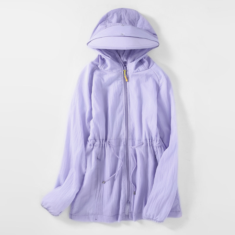 PALATUCOM/怕辣兔夏季新款双层大帽檐户外防晒衣女长款防晒服