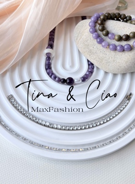 G22天然紫水晶檀木紫玉髓双圈弹力串珠手链百搭级感时尚手饰女