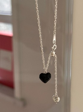 X05项链甜酷黑色爱心流苏女小众独特设计感颈链时尚百搭高级感