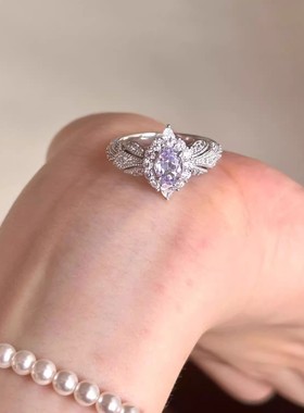 J13开口戒指普罗旺斯~超闪淡紫色锆石轻奢高级感气质戒指