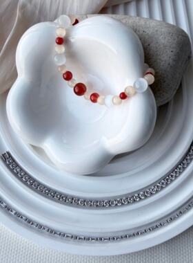 G23海棠未雨新中式猫眼石仿玛瑙手串精致轻奢串珠清冷感国风手链