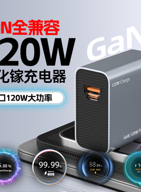120W氮化镓快速充电器适用小米VIVO华为苹果OPPO红米IQOO荣耀一加PD65W快充充电头iPhone15Pro Max/MacBook