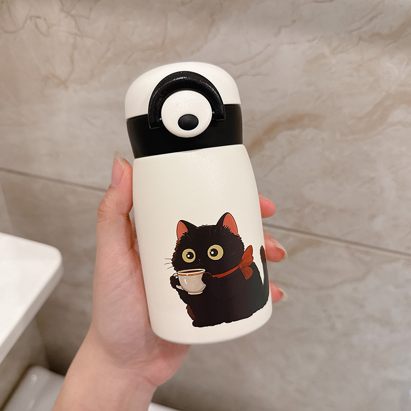 迪乐贝尔可爱猫咪便携直饮保温杯