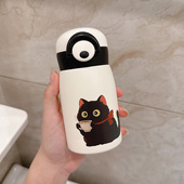 316不锈钢迪乐贝尔保温杯女高颜值可爱猫咪便携小巧学生弹盖水杯