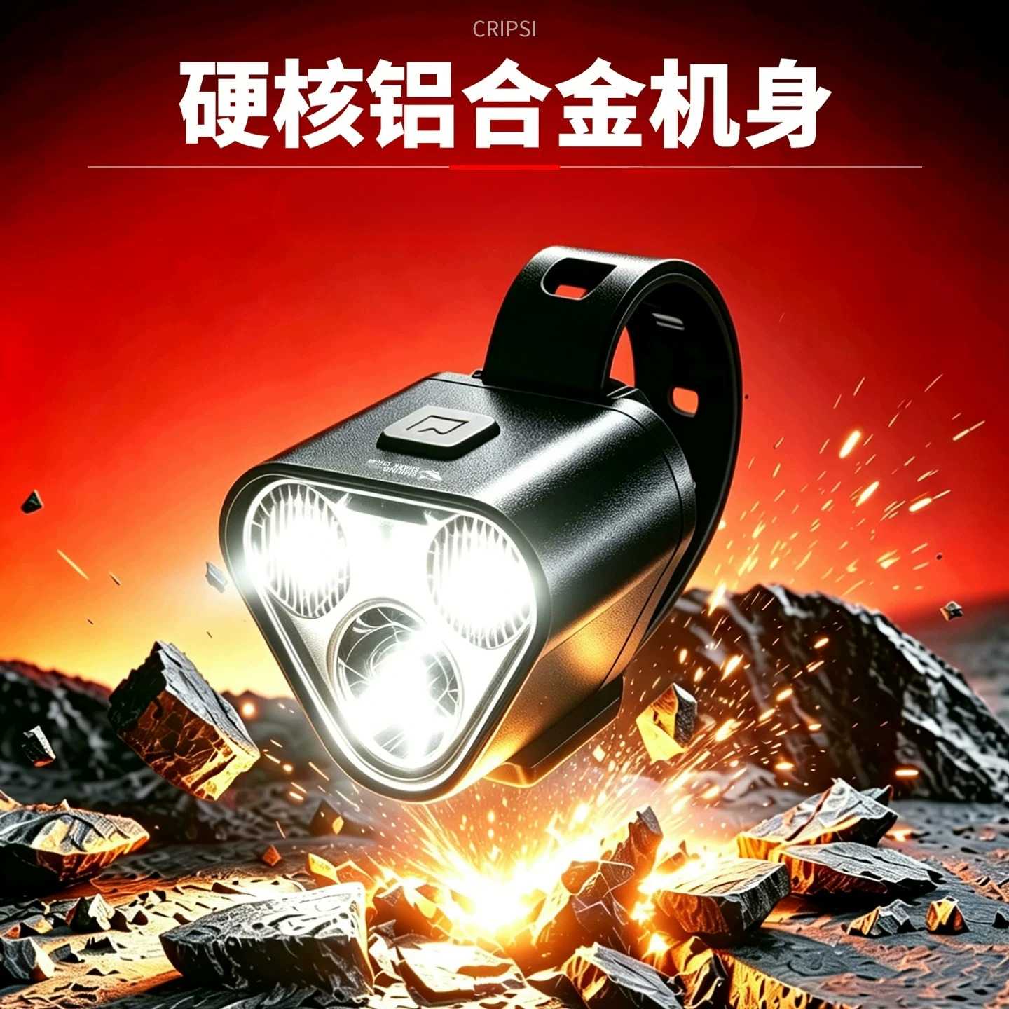 自行车夜骑灯强光三灯芯山地车前灯警示尾灯铝合金骑行装备照明灯