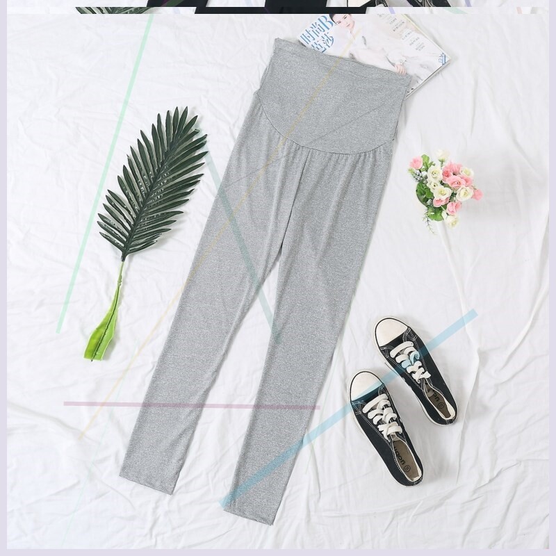 纯色灰色铅笔裤薄款九分裤冰丝托腹裤孕妇打底时尚居家黑色女士