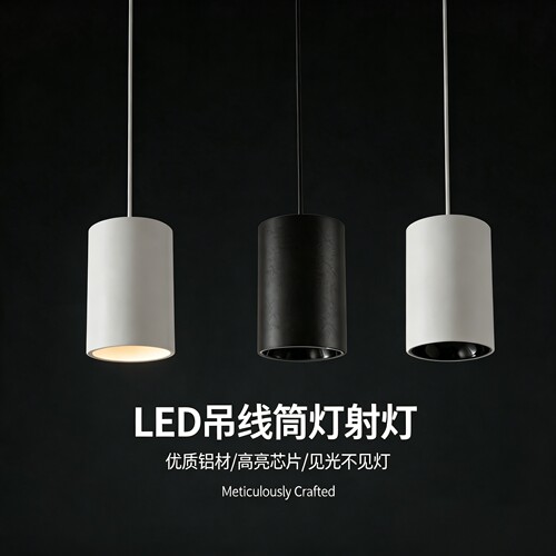 LED明装免开孔圆形吊线射灯