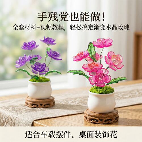 DIY渐变珍爱玫瑰迷你盆栽材料包