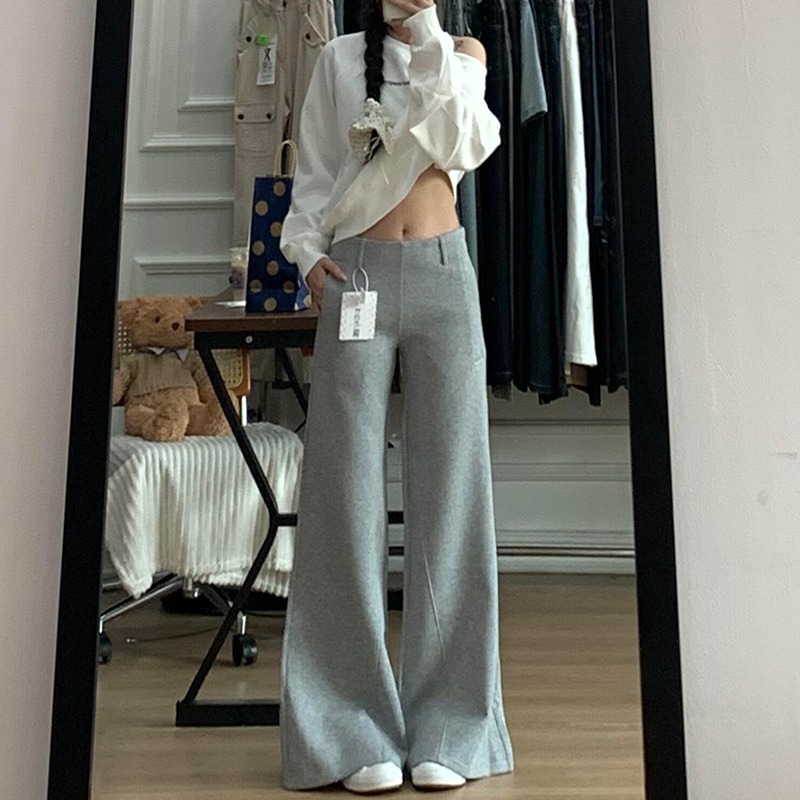 微喇裤女春秋2025新款冬季加绒小个子低腰显瘦运动裤美式喇叭卫裤