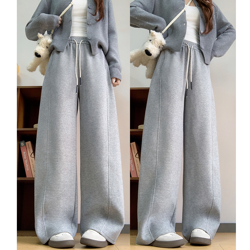 白色阔腿裤女加绒垂感高级感拖地