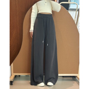 直筒休闲卫裤 灰色美式 高腰显瘦宽松垂感阔腿裤 女2025春秋季 运动裤