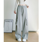 小个子休闲直筒卫裤 美式 子 女早春秋2026新款 高腰阔腿裤 工装 运动裤