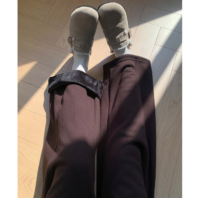 加绒弯刀阔腿裤女秋冬