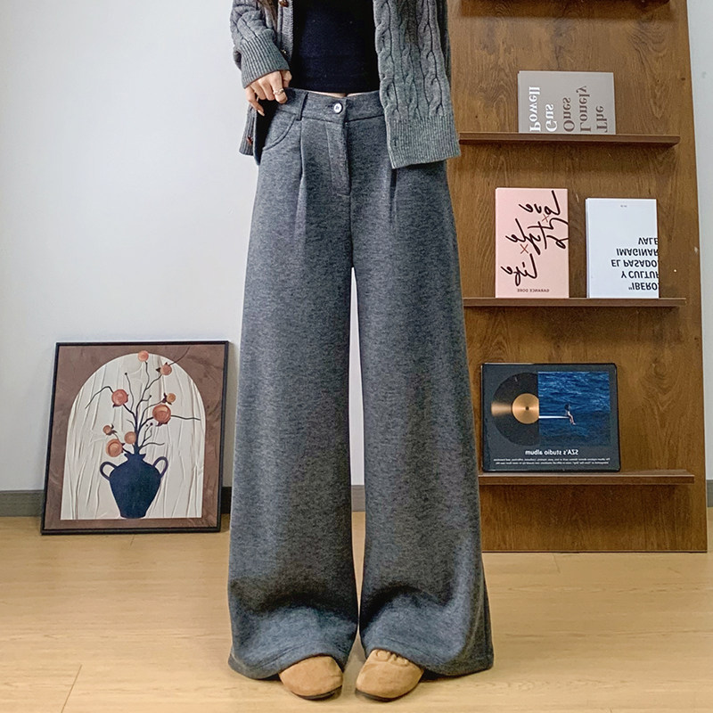 高腰显瘦休闲宽松直筒西装裤