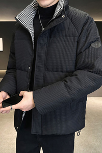 大码千鸟格羽绒服男装玉米格冬装外套YR077-P180图片