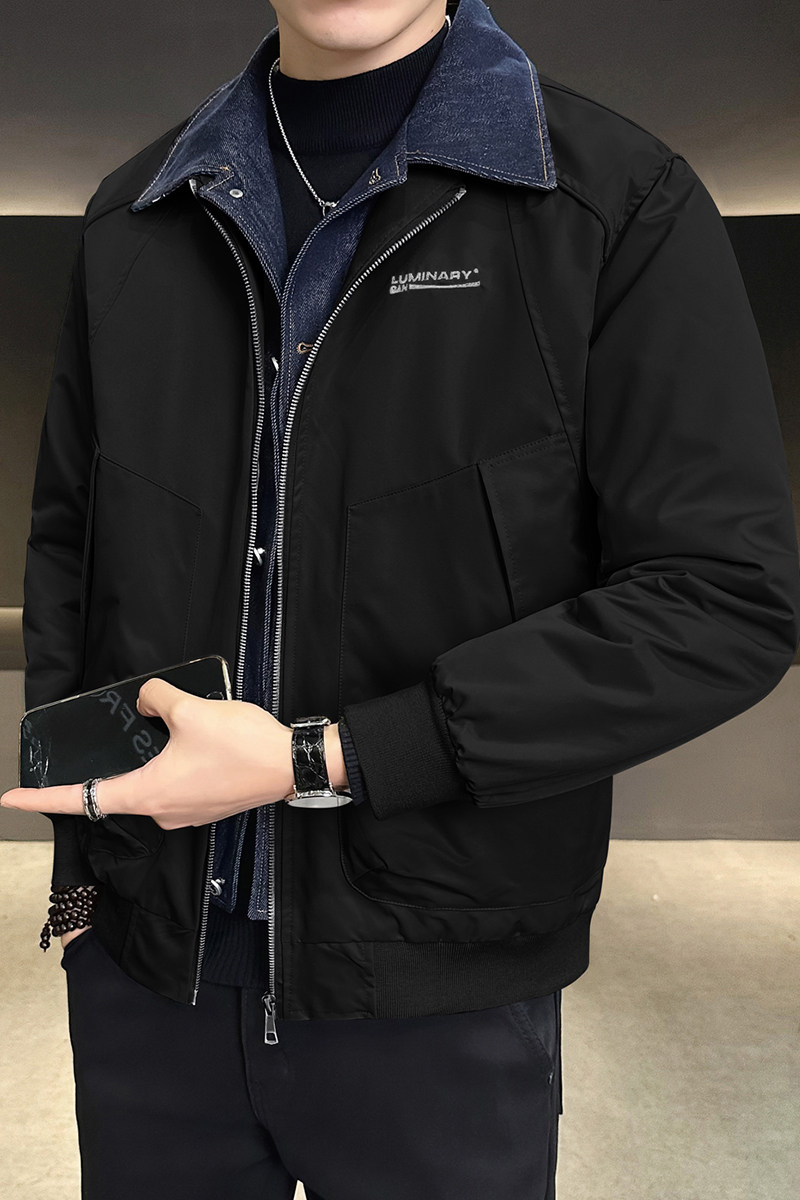 假两件牛仔拼接棉衣男装翻领冬季棉服2297-P135,男装棉衣,电商D236（原A051）