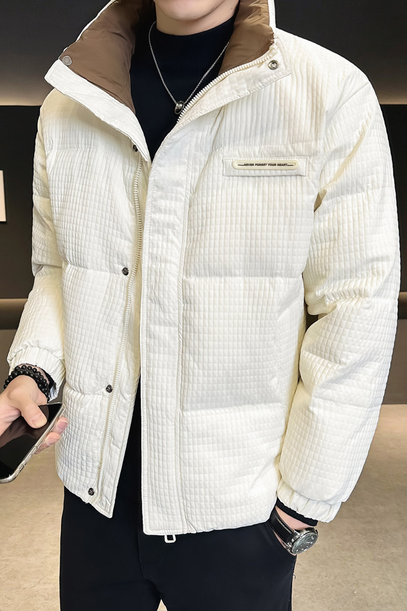 肌理感加厚立领羽绒服男装玉米格冬装外套YR791-P180,男装羽绒服,电商D236（原A051）