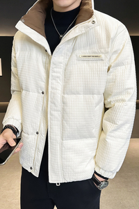 肌理感加厚立领羽绒服男装玉米格冬装外套YR791-P180图片