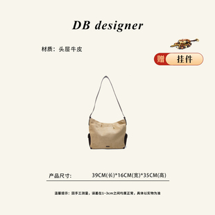 「蒋奇明同款 松弛感单肩斜挎磨砂皮拼皮hobo1209 」松家新款