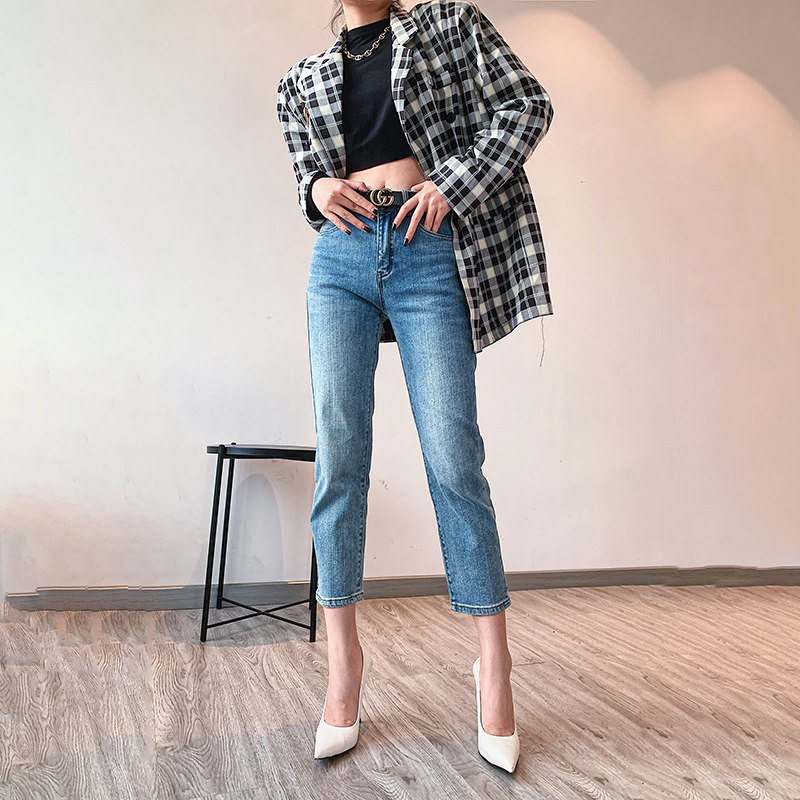 八分牛仔裤女高腰小个子2020年秋季新款宽松阔腿显瘦百搭直筒裤子