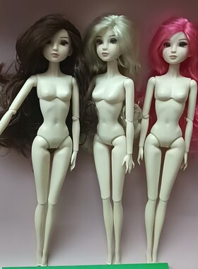 11寸32厘米国产玻璃眼超模娃娃卡哇伊女孩换装娃娃  素体白肌娃娃