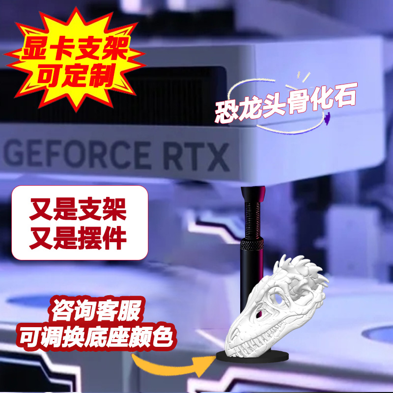 创意显卡支架手办恐龙头骨化石