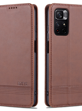 适用小米POCOM4Pro手机壳p0c0m4por保护皮套xiaomi翻盖5g外壳poco全包pr0防摔pocom4p0r简约mi高档xm插卡支架