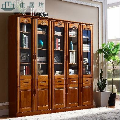 实木橡木书柜带玻璃门现代简约中式书架橱办公室文件柜资料柜带锁|ruв категории коммерческий/офисная мебель, офисная мебель, Канцелярии кабинета класса, картотека - от Buy2taobao.com для оказания профессиональной услуги покупки агента Taobao
