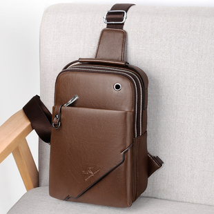 男士 包包单肩斜挎胸包青年ipad休闲二层牛皮男包多功能背包皮挎包