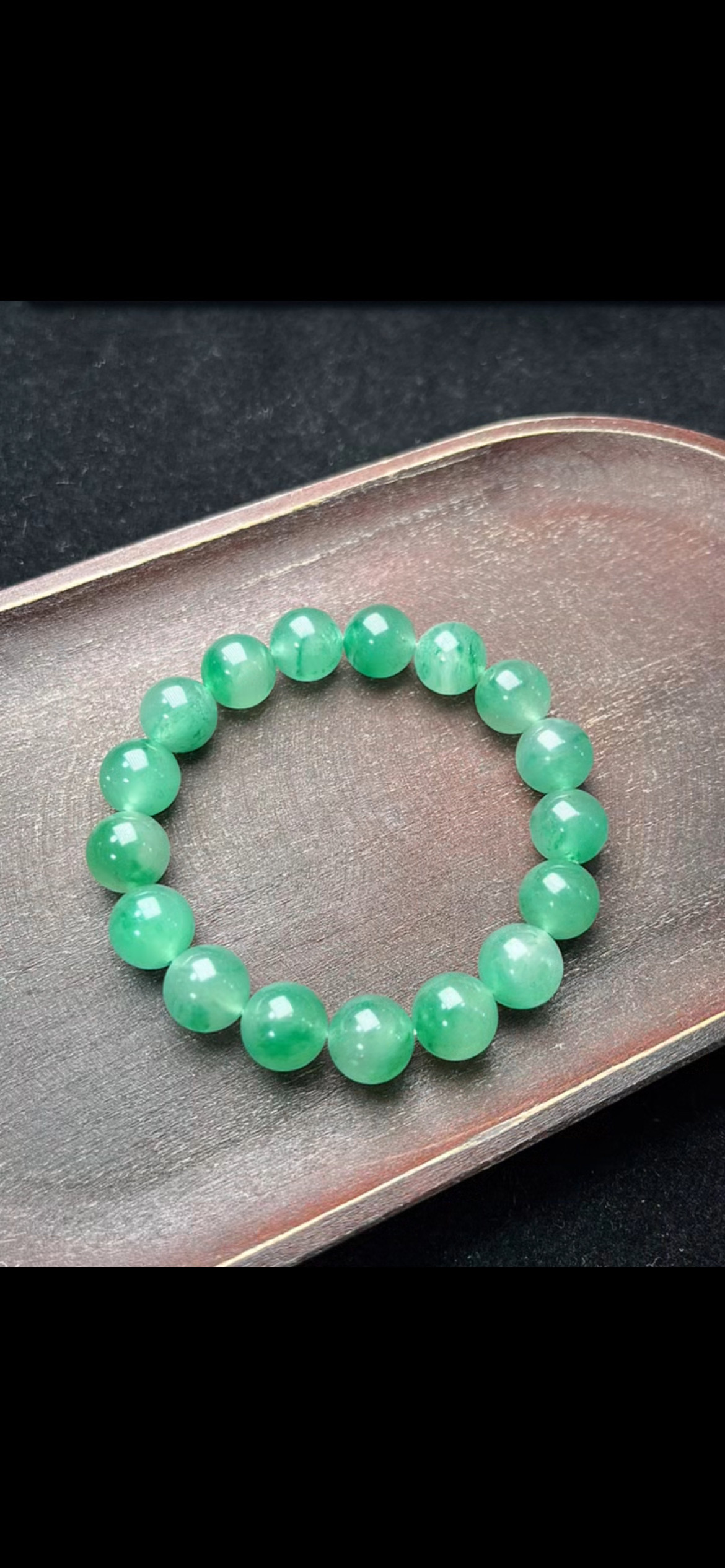 天然独龙玉非洲翠糯冰种满绿阳绿果绿男女款圆珠子手串非翡翠