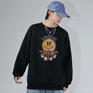 新款秋季卫衣男ins宽松潮流百搭秋冬款灰色圆领W189 P35 加绒图片