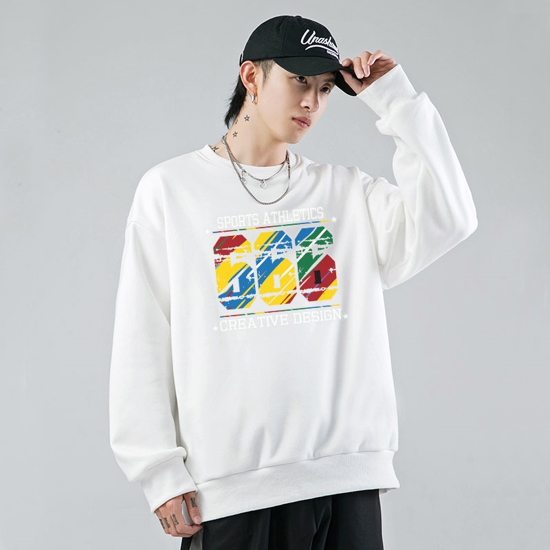 新款秋季卫衣男ins宽松潮流百搭秋冬款灰色圆领1801P35加绒，男装卫衣，星座414A-1（原B215-1）