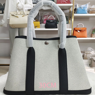 新款 30cm帆布包TC皮半手工蜡线托特拼色通勤包 Ntogo花园包迷你23